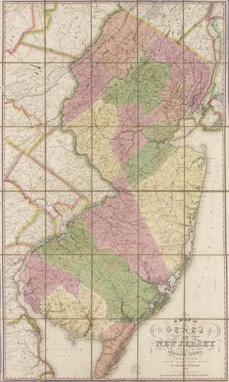 (NEW JERSEY.) Gordon, Thomas. Map of the State of New Jersey, With Parts of Adjoining States.